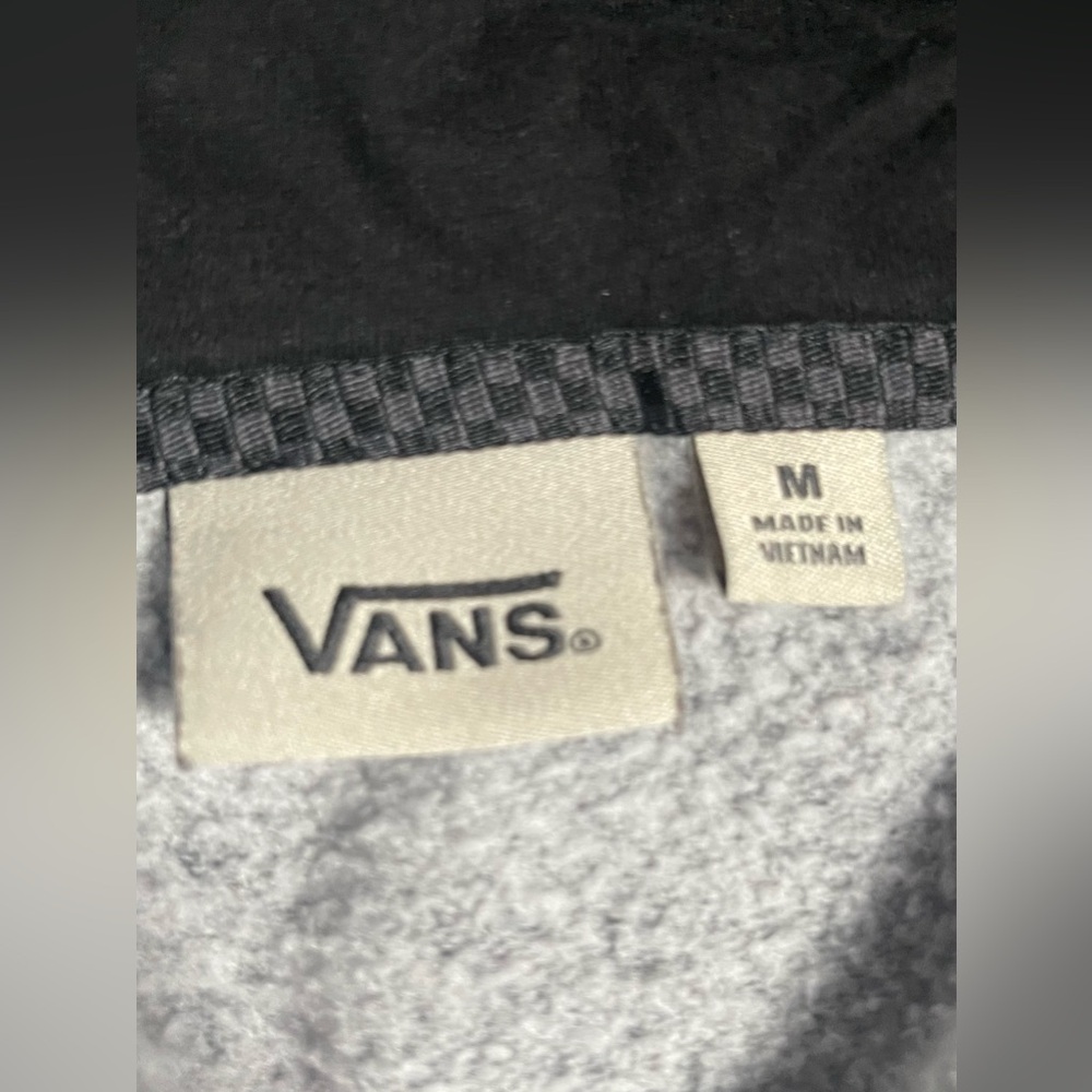 Vans Off The Wall Gray Full Zip Hoodie Sz M Logo Sleeve Pockets Skater Sk8 - Picture 7 of 7